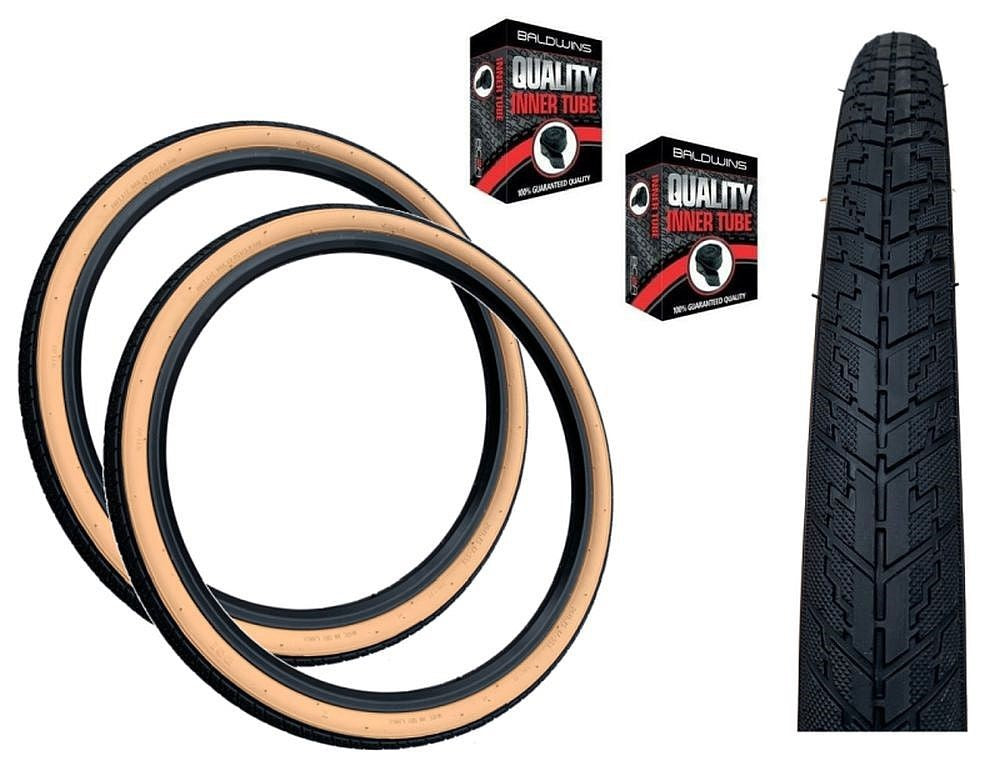 Set of 26 x 1.75 Gum Wall Black Tires and Tubes DURO Comfort Bike Mountain City Set of 26 x 1.75 Gum Wall Black Tires and Tubes DURO Comfort Bike Mountain City