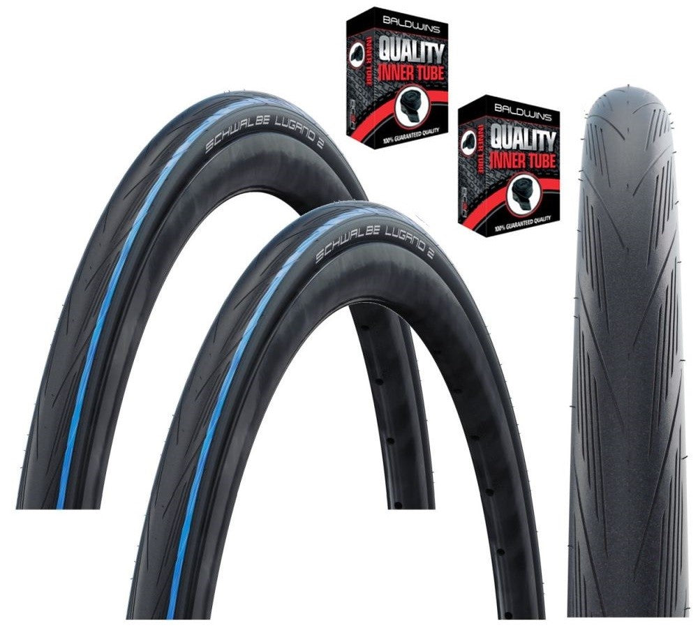 Schwalbe LUGANO 700 x 25c Bike Tyre BLUE STRIPES – Baldwins Cycles Ltd