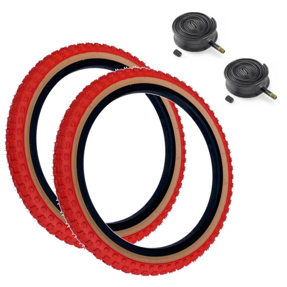 Baldys 20 x 2.125 BMX / Mountain Bike Tyre RED / TAN WALL