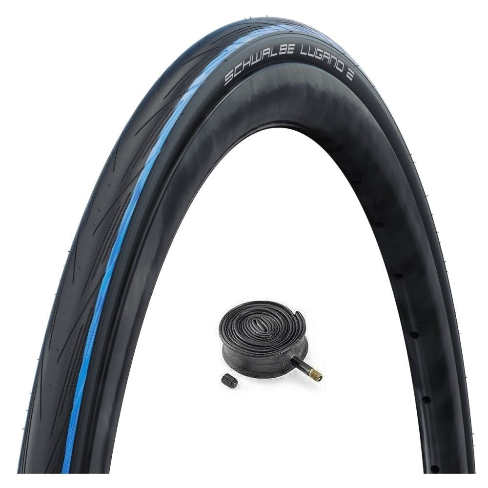 Schwalbe LUGANO 700 x 25c Bike Tyre BLUE STRIPES – Baldwins Cycles Ltd