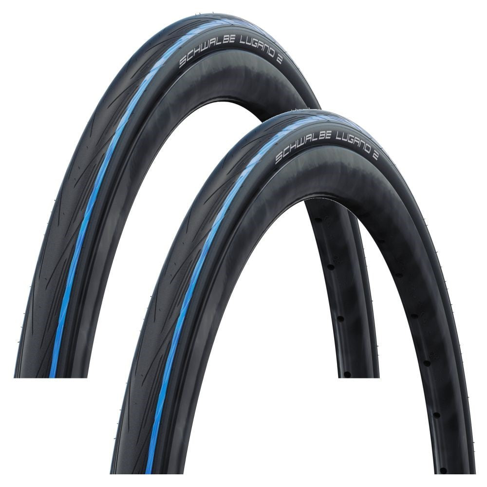 Schwalbe LUGANO 700 x 25c Bike Tyre BLUE STRIPES – Baldwins Cycles Ltd