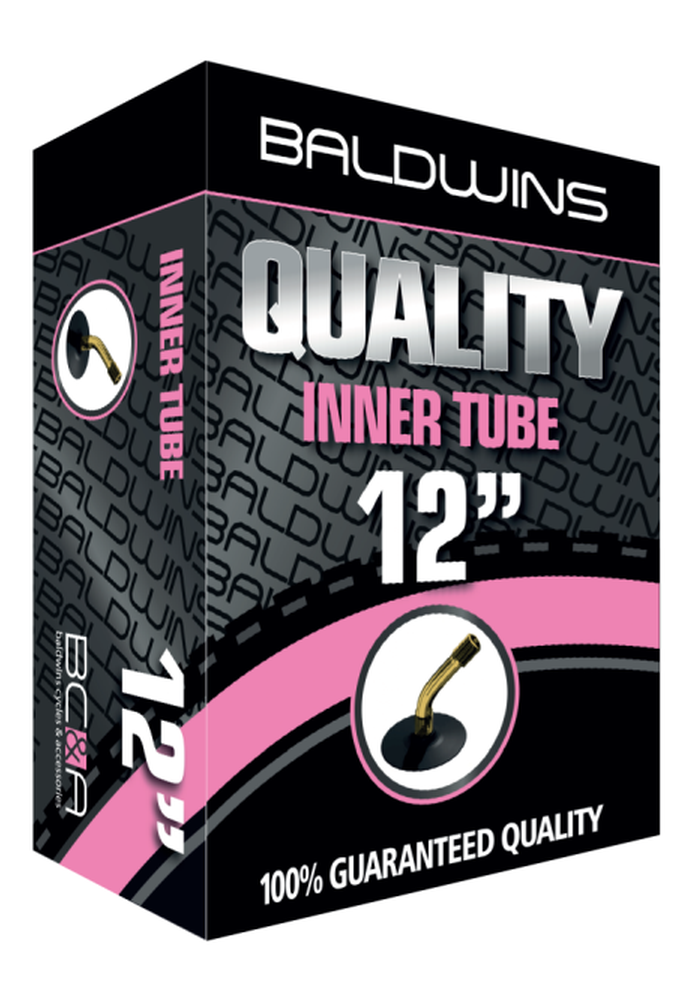 Baldwins Bike Inner Tube 12" x 1.75 - 2.25   (Bent Schrader / Car Valve)