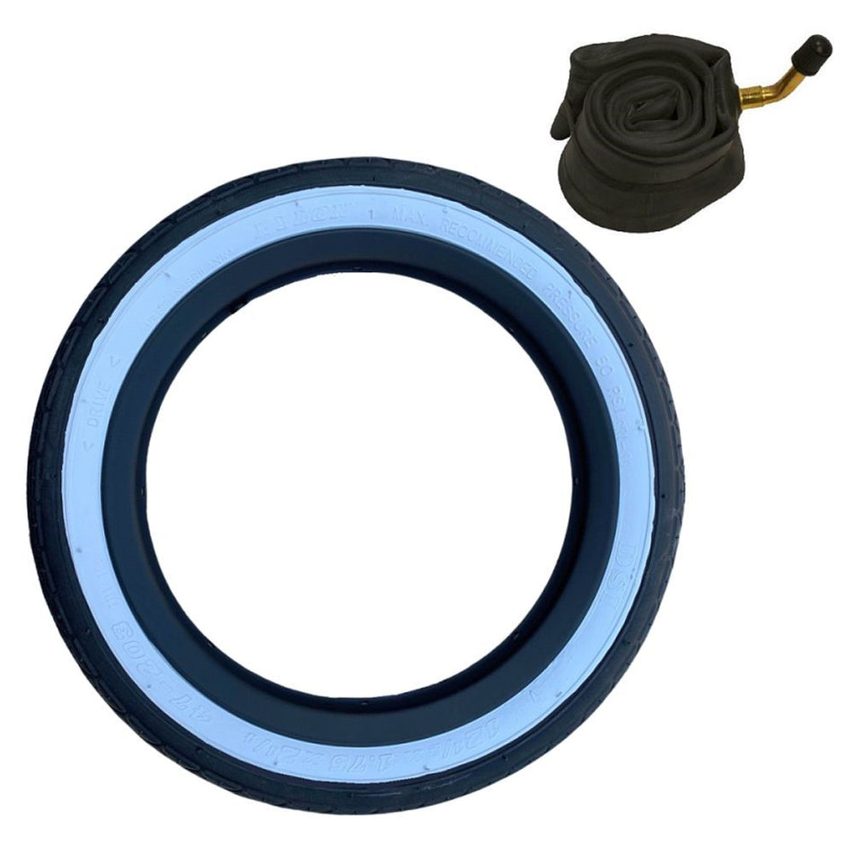 Baldys 12 x 1.75 x 2-1/4 WITEWALL Pram / Bike TYRE & TUBE
