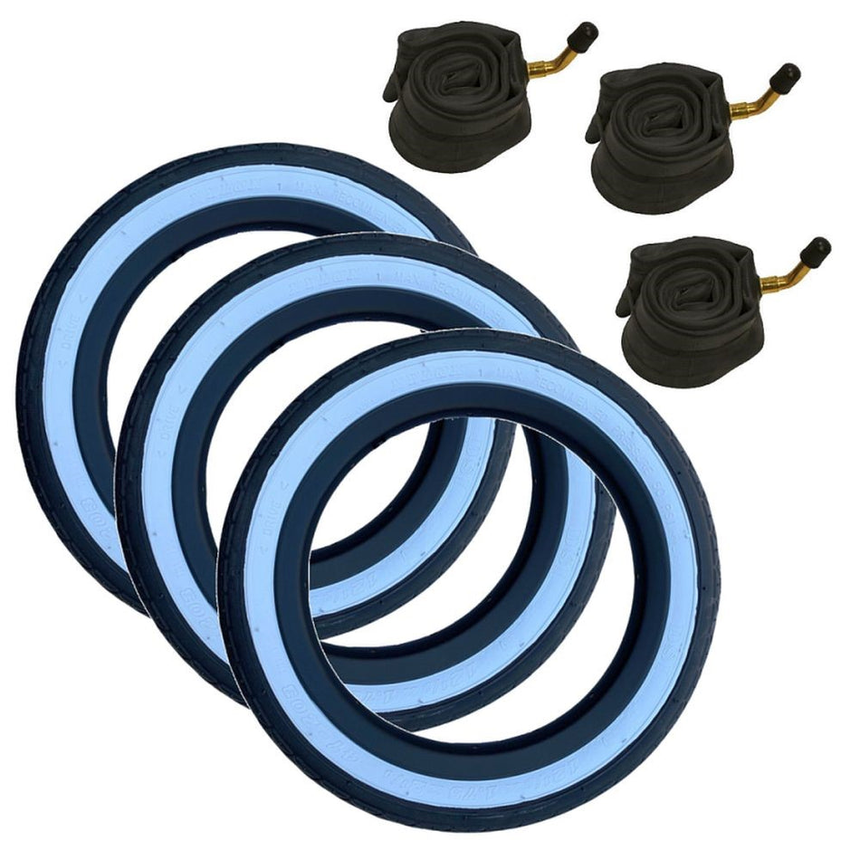 Baldys 12 x 1.75 x 2-1/4 WITEWALL Pram / Bike TYRE & TUBE (Pack of 3)