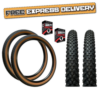 Baldys 29 x 2.25 Mountain Bike Classic Brown Wall Off Road TYREs TUBEs