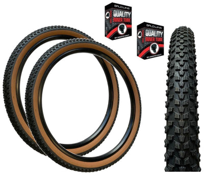 Baldys 27.5 x 2.10 BROWN WALL Mountain Bike Chunky Off Road Tread TYREs TUBEs