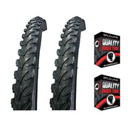 Baldys 20 x 1.95 BLACK Mountain Bike TYREs TUBEs MTB Off Road Knobby Tread