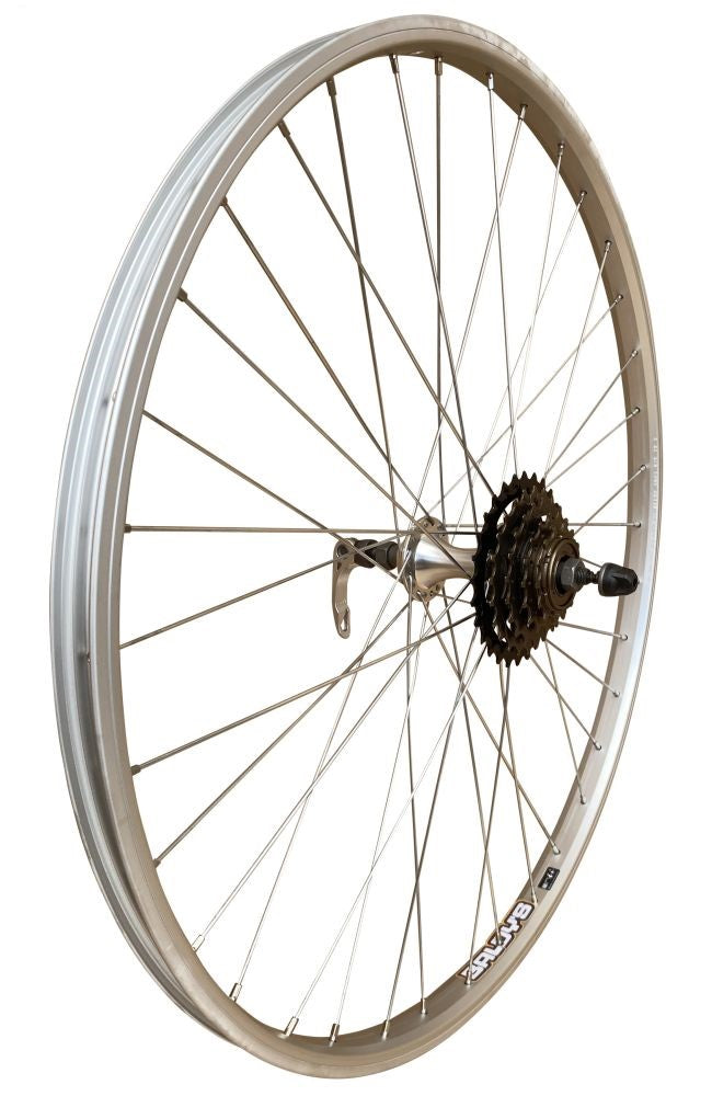 Baldys 26" Rear Silver Mountain Bike Wheel 5 Speed Quick Release Alloy Hub