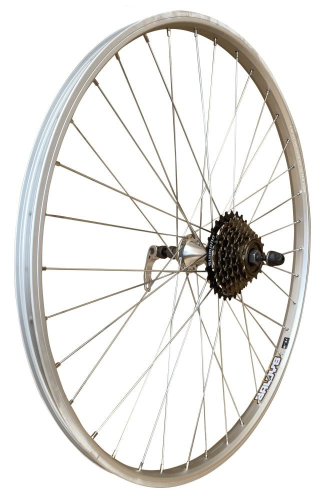 Baldys 26" Rear Silver Mountain Bike Wheel 7 Speed Quick Release Alloy Hub