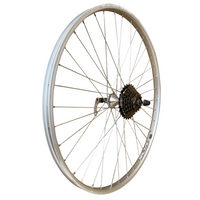 Baldys 700c Rear Silver Hybrid Bike Wheel 7 Speed Quick Release Alloy Hub