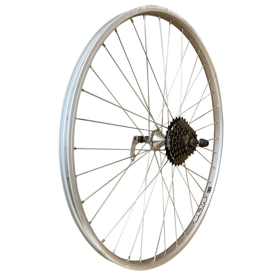 Baldys 26" Rear Silver Mountain Bike Wheel 7 Speed Quick Release Alloy Hub