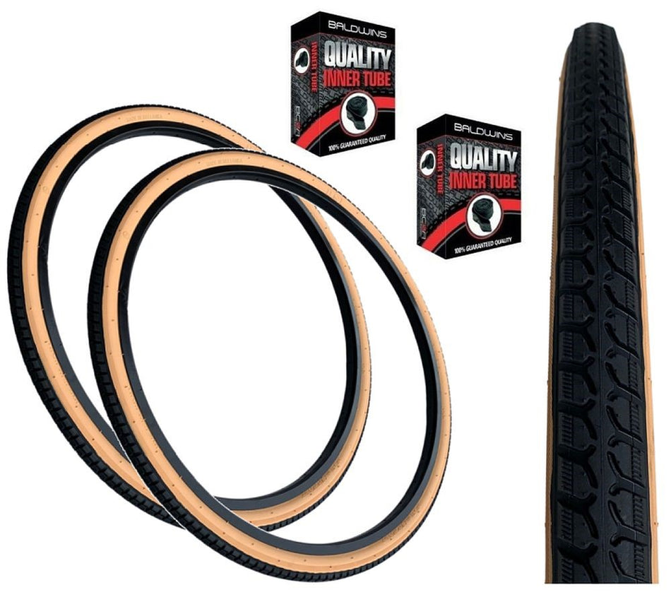 Baldys 26 x 1-3/8 Bike Tyre TAN WALL