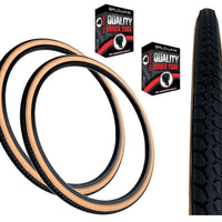 Baldys 26 x 1-3/8 TAN AMBER Wall TYREs TUBEs Traditional Vintage Road Bike