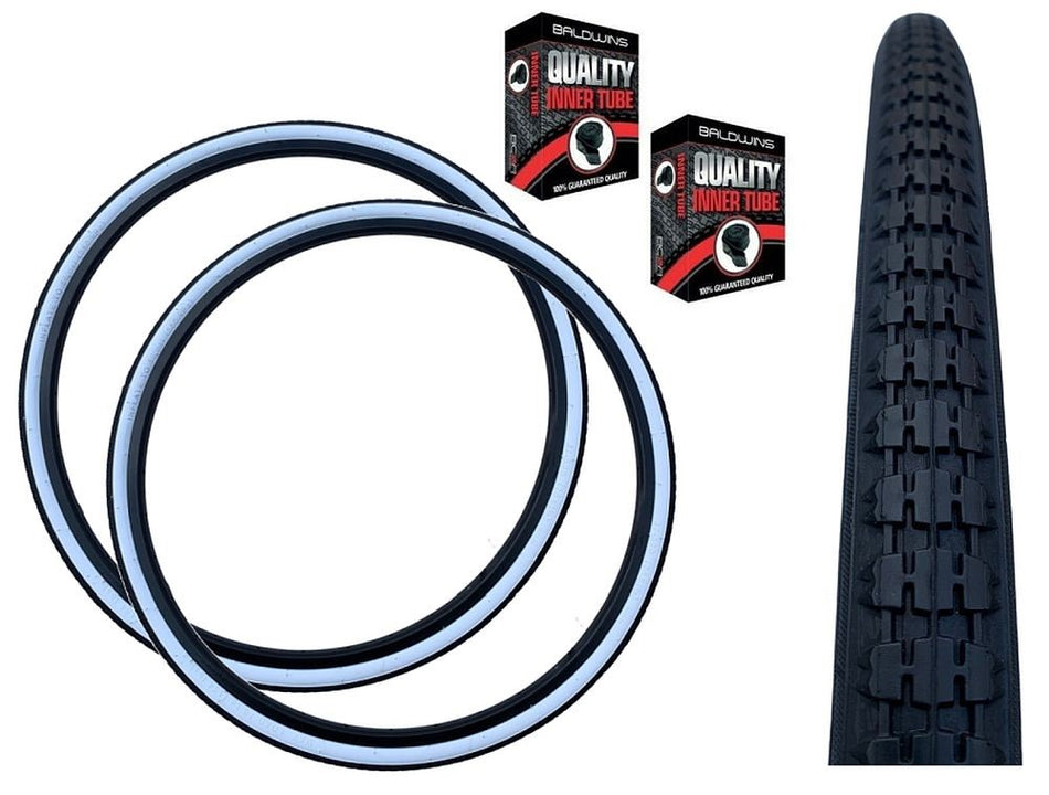 Baldys 26 x 1-3/8 Bike Tyre WHITE WALL