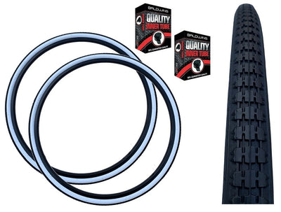Baldys 26 x 1-3/8 WHITEWALL TYRES TUBES Traditional Vintage Road Bike Cycle