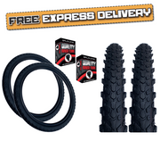 Baldys 26 x 2.10 Mountain Bike MTB Off Road Chunky Black TYREs TUBEs