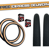 Baldys 26 x 2.10 Mountain Bike Tan Wall TYREs TUBEs Off Road Knobby Tread