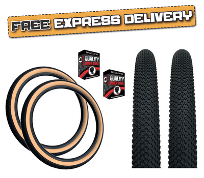 Baldys 26 x 2.10 Mountain Bike Tan Wall TYREs TUBEs Off Road Knobby Tread