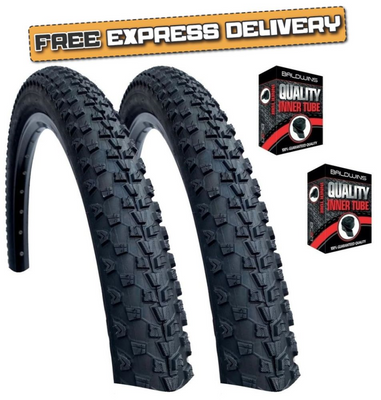 Baldys 26 x 2.10 Mountain Bike MTB Off Road Chunky Black TYREs TUBEs