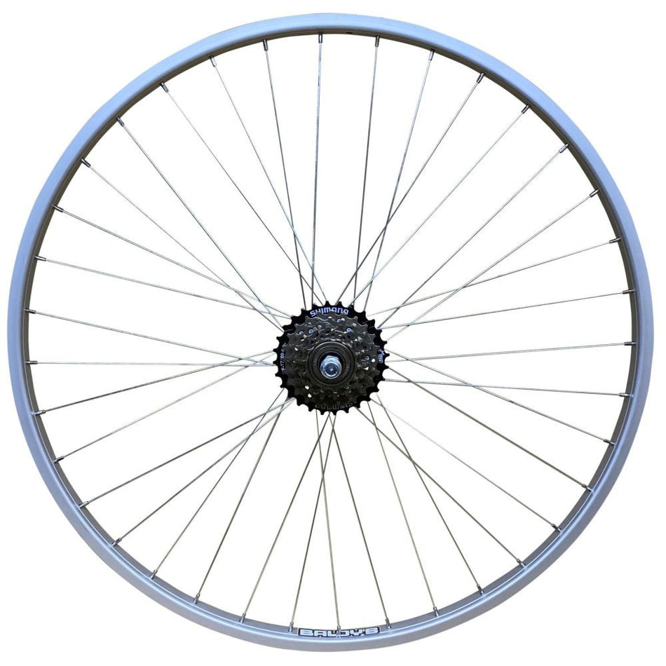 Baldys 27 x 1-1/4 REAR Bike Cycle Wheel + 6 Speed Shimano Freewheel Nutted Hub