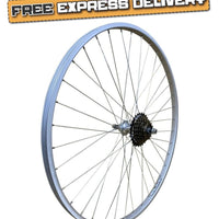 Baldys 27 x 1-1/4 REAR Bike Cycle Wheel + 7 Speed Shimano Freewheel Nutted Hub