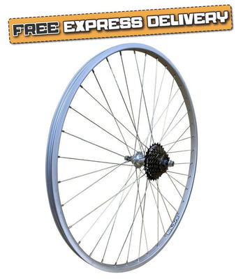 Baldys 27 x 1-1/4 REAR Bike Cycle Wheel + 7 Speed Shimano Freewheel Nutted Hub