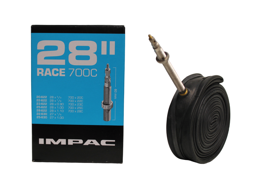 Impac Inner Tube 28 Inch Race 700c 20/28-622 60mm Presta Valve Black Bike Racing