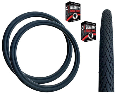 Baldys 700 x 35c Hybrid Trekking Bike BLACK TYREs TUBEs Slick Road Tread