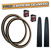 Baldys 700 x 38c Hybrid Trekking Bike TYREs TUBEs TAN AMBER WALL Slick Tread