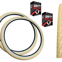 Baldys 700 x 35c CREAM Hybrid Trekking Cycle Bike TYREs Slick Road Tread