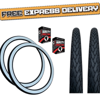 Baldys 700 x 38c WHITEWALL Hybrid Trekking Bike TYREs TUBEs Slick Road Tread