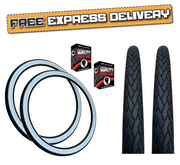 Baldys 700 x 38c WHITEWALL Hybrid Trekking Bike TYREs TUBEs Slick Road Tread