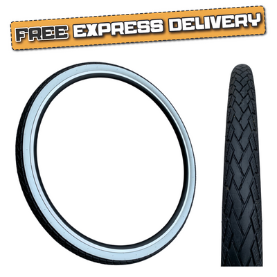 Baldys 700 x 35c WHITEWALL Hybrid Trekking Cycle Bike TYRE Slick Road Tread