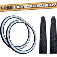 PAIR Baldys 700 x 35c WHITEWALL Hybrid Trekking Cycle Bike TYRES Slick Tread
