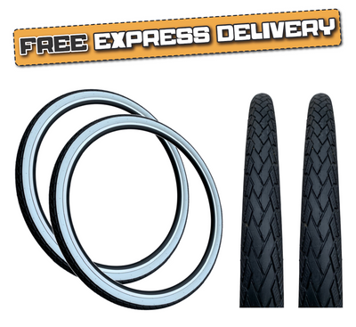 PAIR Baldys 700 x 35c WHITEWALL Hybrid Trekking Cycle Bike TYRES Slick Tread