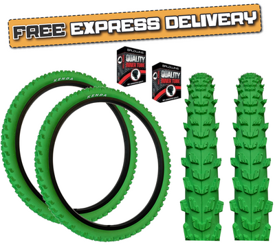 Kenda 26 x 1.95 GREEN Mountain Bike Off Road MTB Knobby Tread TYREs TUBEs