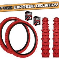 KENDA 24 x 1.95 RED Mountain Bike Off Road MTB Knobby Tread TYREs TUBEs