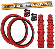 KENDA 24 x 1.95 RED Mountain Bike Off Road MTB Knobby Tread TYREs TUBEs