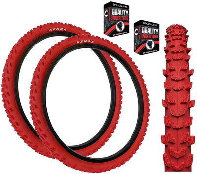 Kenda 26 x 1.95 RED Mountain Bike Off Road MTB Knobby Tread TYREs TUBEs
