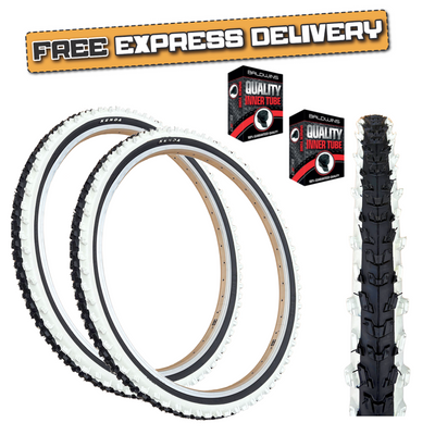 Kenda 26 x 1.95 WHITE STRIPE Mountain Bike Off Road MTB Knobby Tread TYREs TUBEs