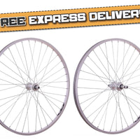 700c PAIR Hybrid Bike Wheels With Alloy Rims & Alloy Hubs