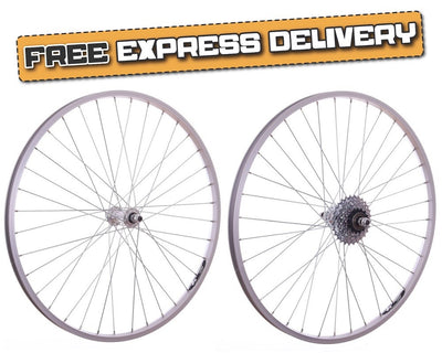 700c PAIR Hybrid Bike Wheels + 5 Speed Freewheel