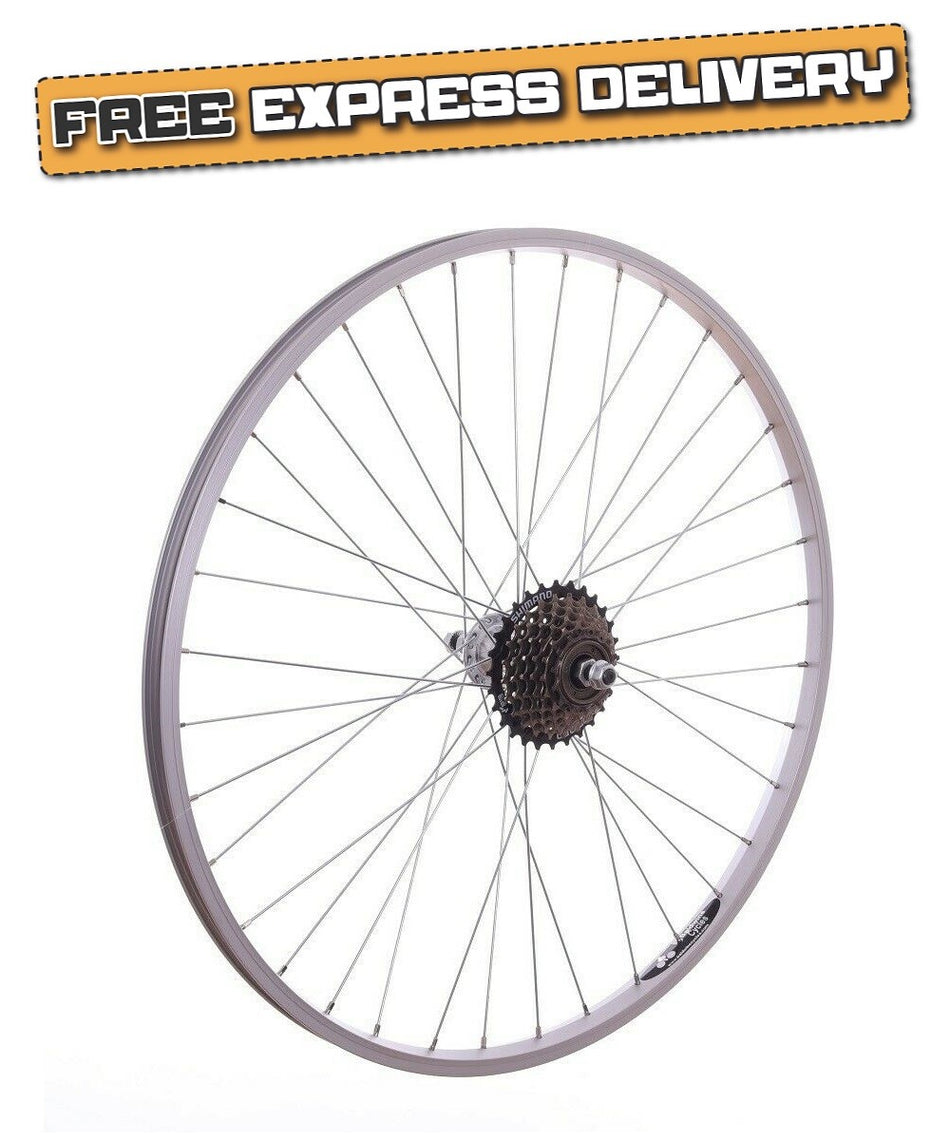 26" PAIR Mountain Bike / Cycle Wheels + 7 Speed Freewheel