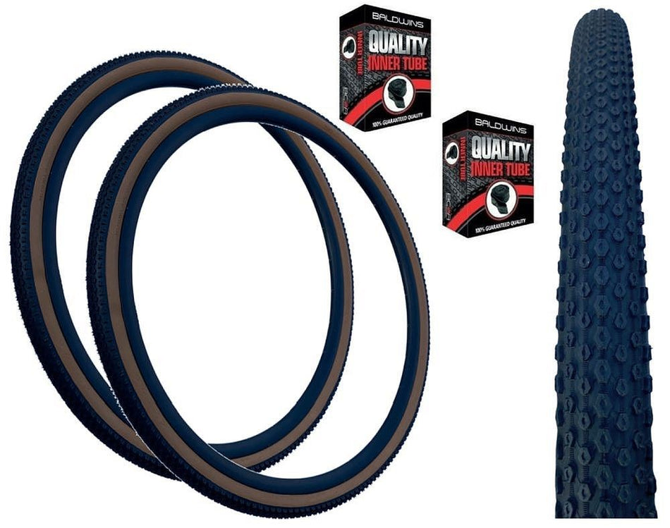 Baldys 700 x 38c Gravel Bike Tyre BROWN WALL
