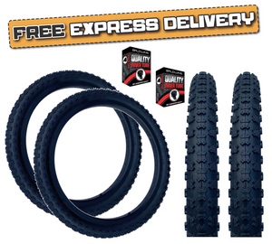 Baldys 20 x 2.125 BMX Mountain Bike BLACK Knobby Tread TYREs TUBEs