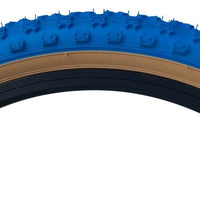 Baldys 20 x 2.125 BMX Mountain Bike BLUE / TAN WALL Knobby Tread TYREs TUBEs