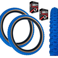 Baldys 16 x 1.75 BLUE With TAN WALL Kids BMX Mountain Bike TYRE s TUBE s
