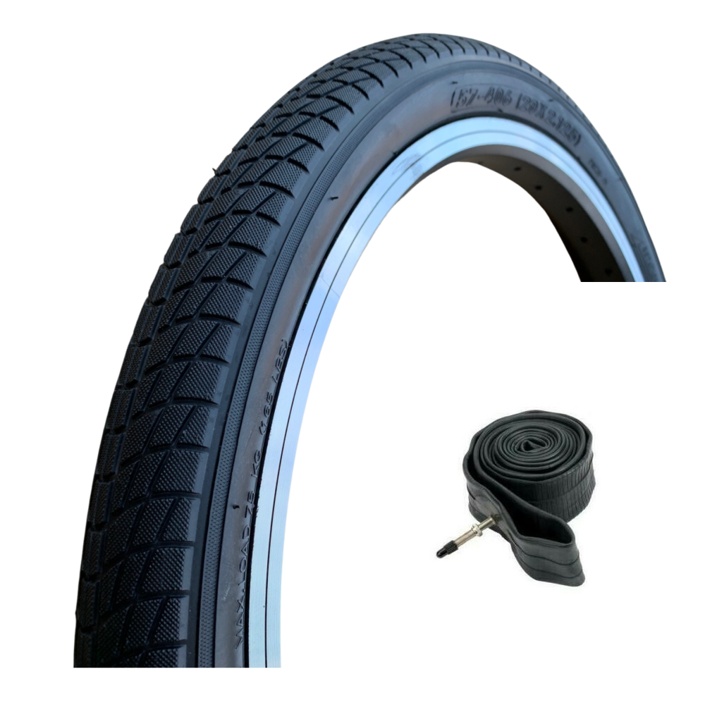 Baldys 20 x 2.10 BLACK BMX Folding Bike TYREs TUBEs Smooth Slick