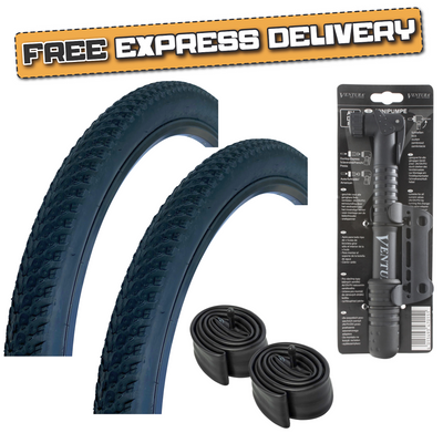 PAIR Baldwins 27.5 x 2.10 BLACK Off Road Mountain Bike TYRES & TUBES + MINI PUMP