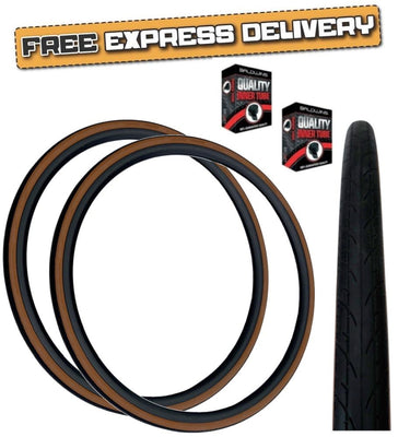 Baldys COMET 700 x 28c BROWN WALL Slick Road Racing Bike TYRE s TUBE s